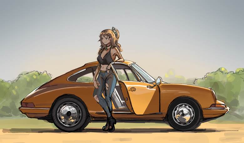 porsche911mod1964淡定从头再来的汽车插画图片