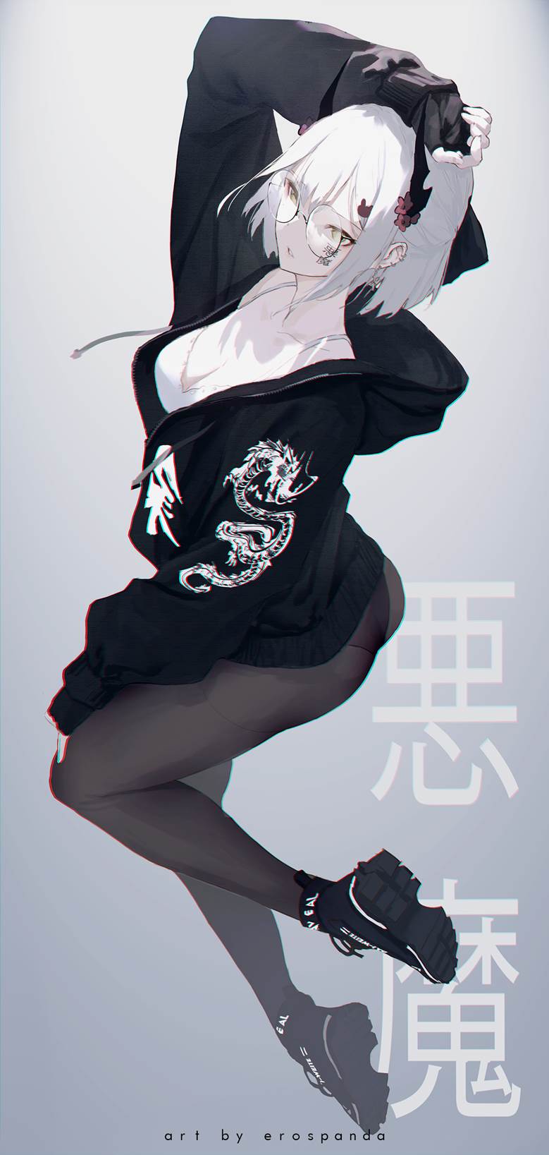 悪魔erospanda的白发美少女插画图片