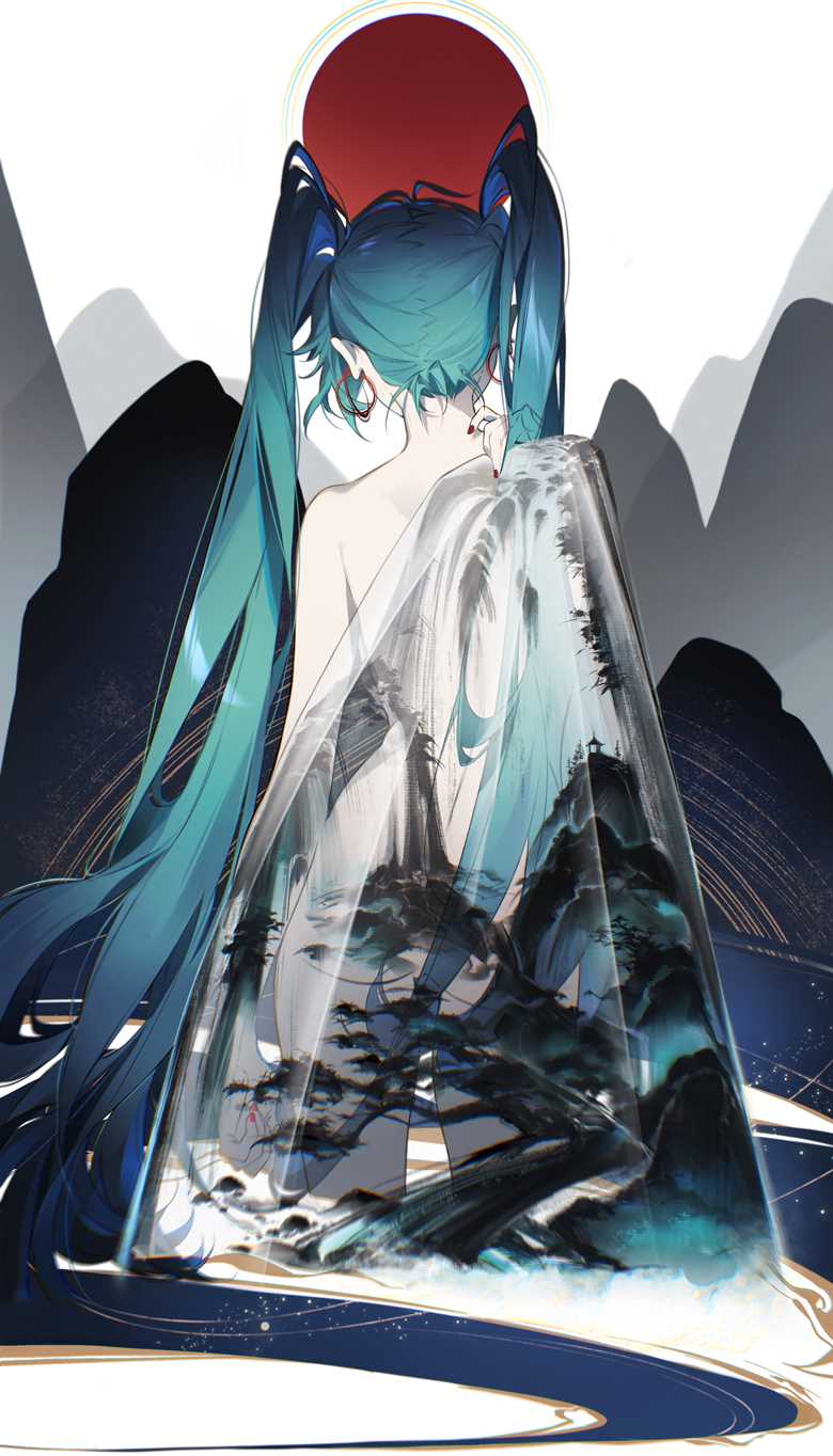 山の青色nay的初音未来插画图片