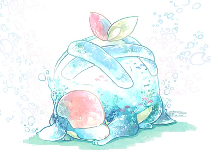 一个苹果碗|插画师柚子茶渍け的精灵宝可梦插画图片