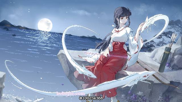 小女孩,巫女,桔梗,海图片