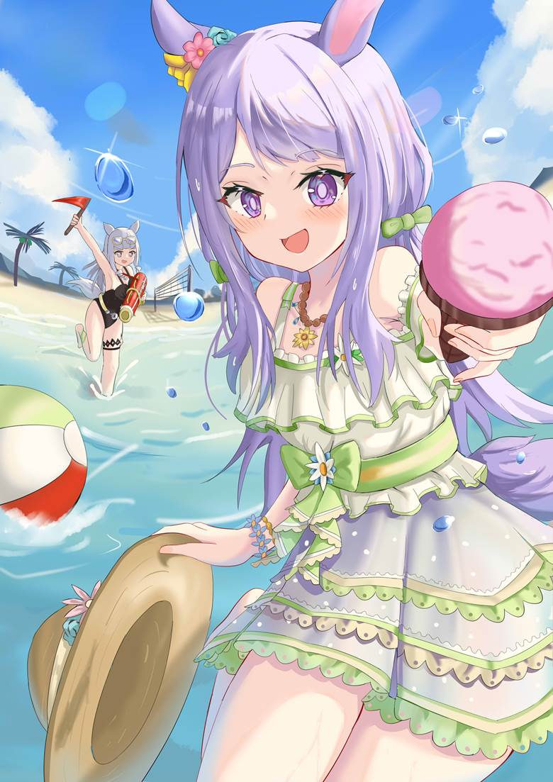 赛马娘Pretty Derby, 目白麦昆（赛马娘）, Gold Ship (UMPD), swimming in the sea