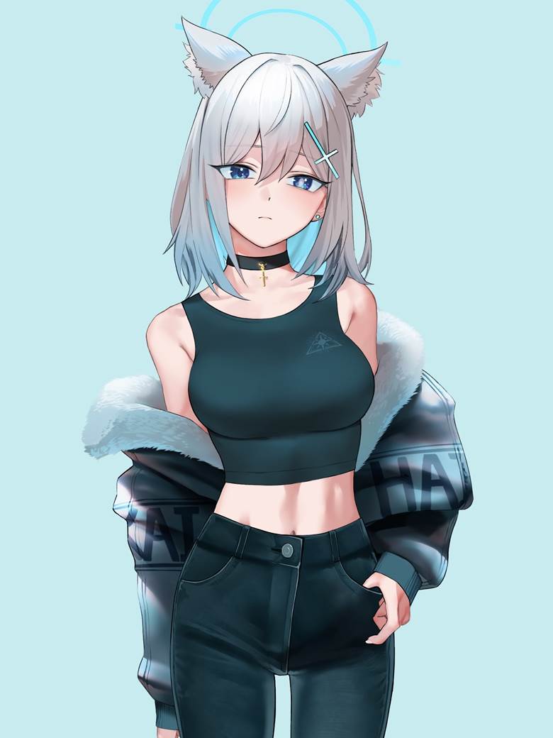 碧蓝档案, Sunaookami Shiroko, casual clothes, Blue Archive 1000+ users, 牛仔裤, 兽耳, 大腿, 欧派, 靴子