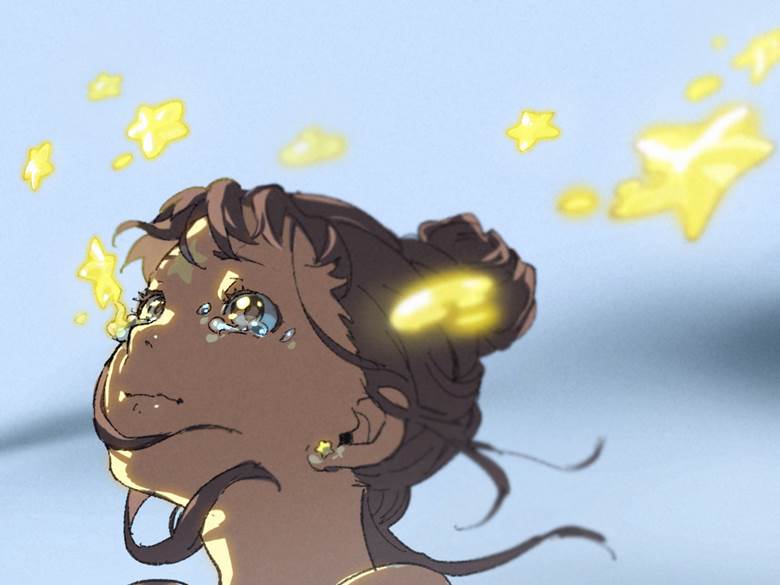 泪ディライト|米山舞的戴耳环的人物插画图片