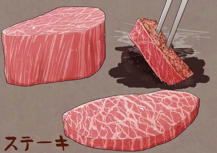 牛排|插画师兼子的食物插画图片