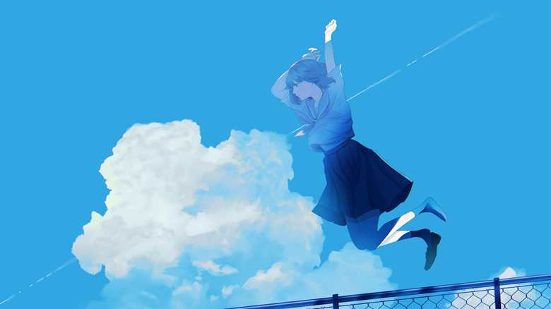 夏天, 水手服, 女孩子, 风景, 原创, 原创