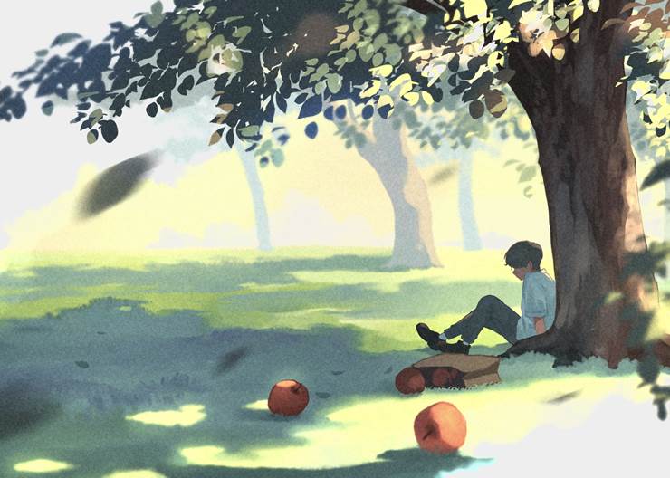 树荫和忧郁|插画师Taizo的自然风光插画图片