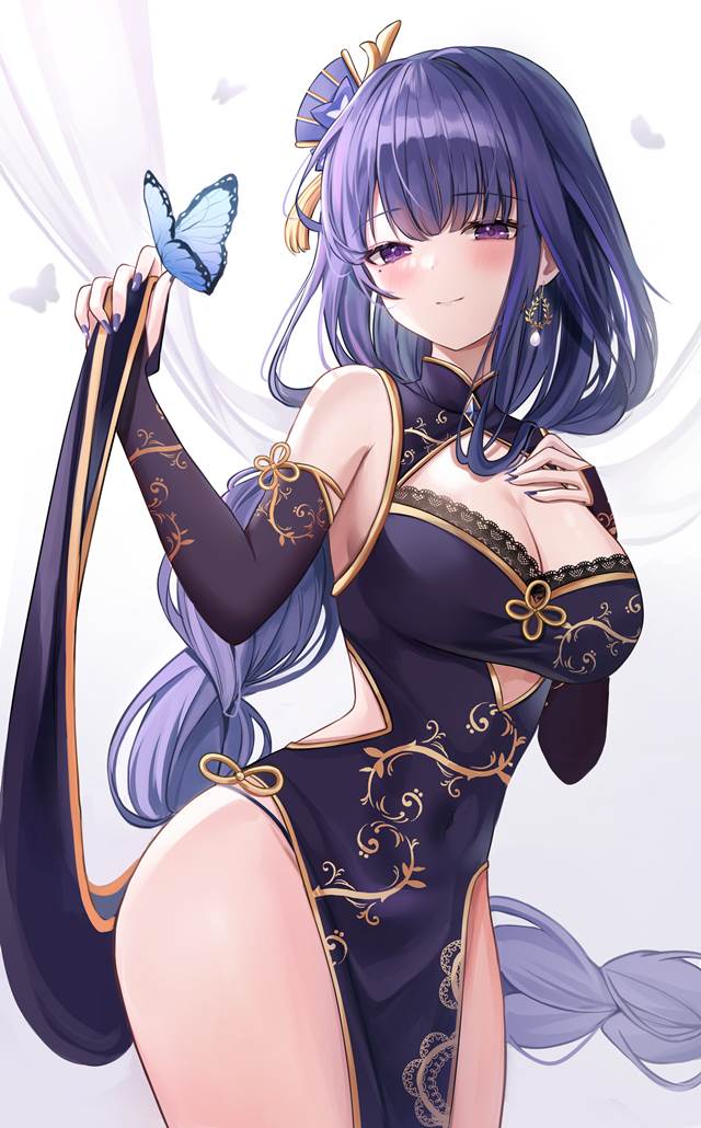 Genshin Impact, Raiden Shogun, 旗袍, cheongsam, 美甲, 欧派, 原神10000收藏