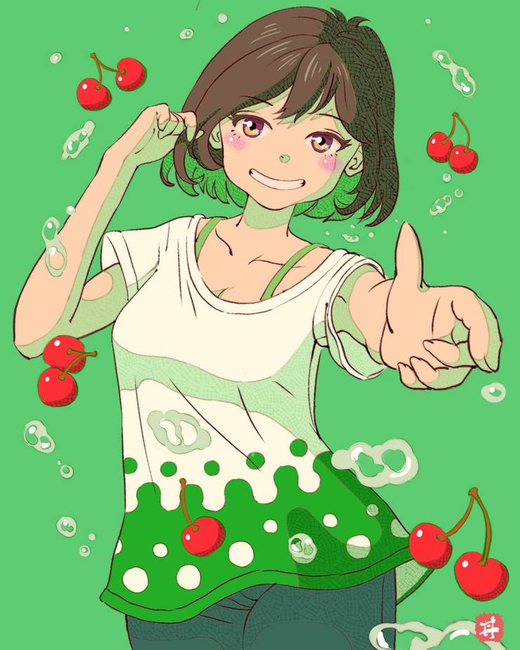 昭和复古风, 女孩子, ice cream soda, cherry