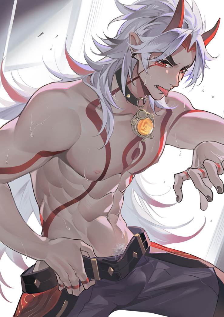 Genshin Impact, Arataki Itto, Arataki Itto, boy, doujin, muscle