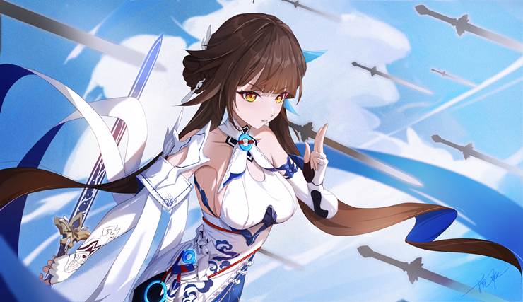 Honkai Impact 3, doujin, young girl, girl, LINE stickers, Fanart, painting, Li Suxuan