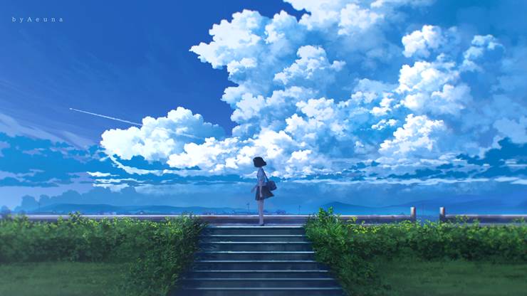 by the Blue Sky|插画师Aeuna的天空白云插画图片