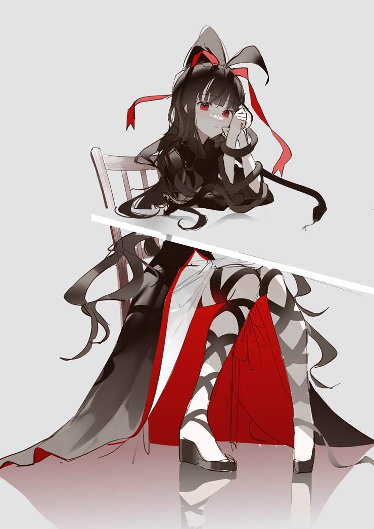 girl, kagepro, black hair with red eyes, Azami (Kagerou Project)