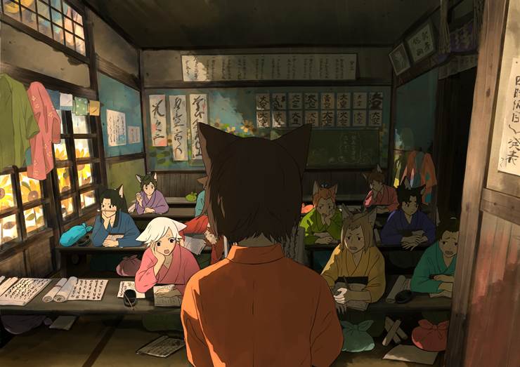 原创, 原创, 和风, background, 插画, 男孩子, classroom