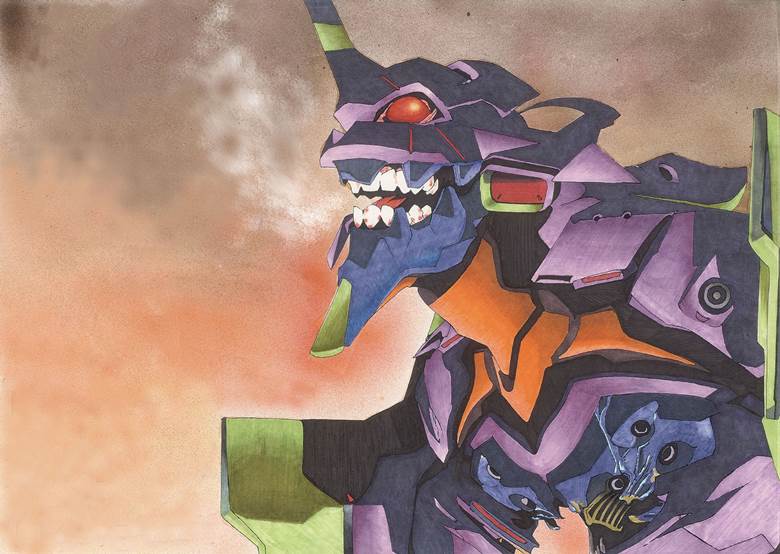 Evangelion Unit-01, 新世纪福音战士, copic马克笔, 新世纪福音战士, 闪亮的白牙