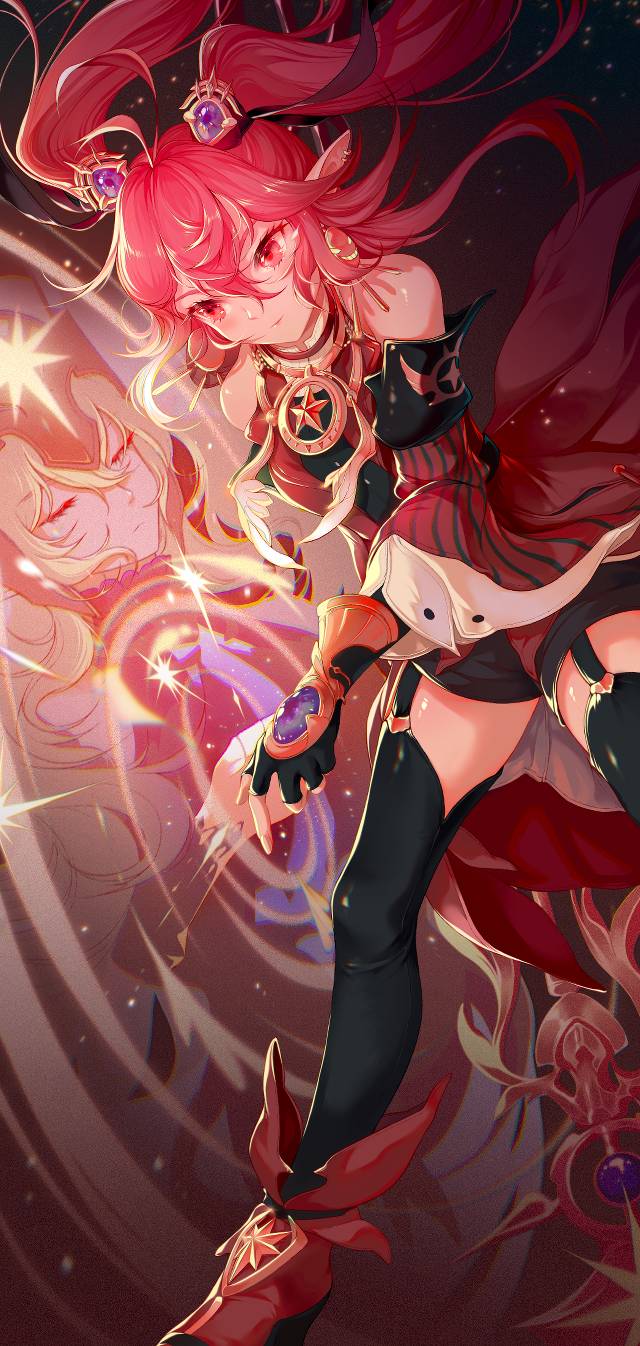 一张双马尾,地下城与勇士,DNF,魔界人,战斗法师绘画图片