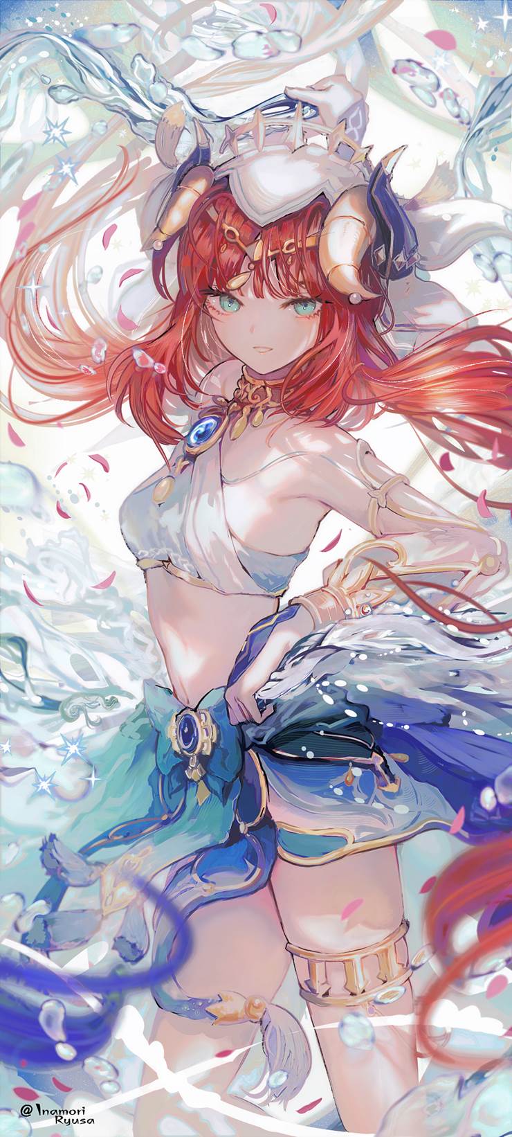 水莲华|插画师稲守龙砂的美少女插画图片