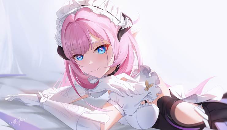 Elysia, Honkai Impact 3, young girl, painting, Fanart