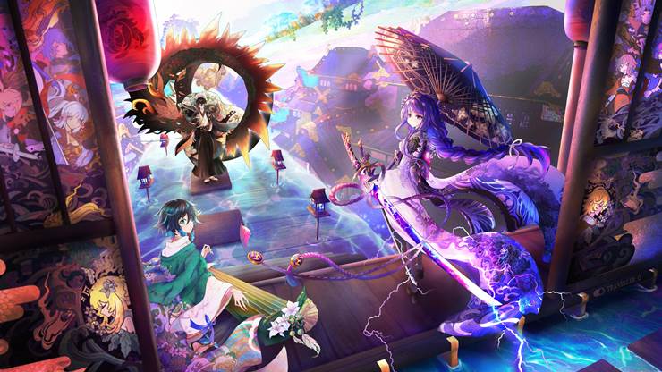 Genshin Impact, 「原神」插画比赛－第二弹：一叶知秋【2周年纪念】－（二次创作部门）, 「原神」插画比赛－第二弹：一叶知秋【2周年纪念】－（衣装设计部门）, Raiden Shogun, kimono, beautiful girl, Barbatos