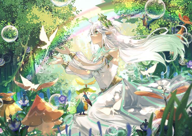 Genshin Impact, 「原神」插画比赛－第二弹：一叶知秋【2周年纪念】－（二次创作部门）, Nahida, Rukkhadevata, 大慈树王, 兰那罗, 须弥, 原神1000收藏, Genshin Impact scenery