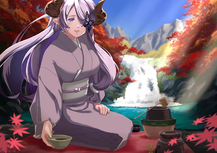 Granblue Fantasy, Granblue Fantasy, Narmaya, autumn leaves, autumn