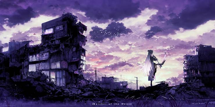 Punishing: Gray Raven, Bianca, 场景, 风景, 云, 黄昏, 战斗少女