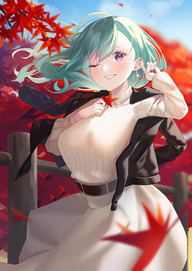 虚拟主播, Virtual eSports Project, Beni Yakumo, autumn, autumn leaves