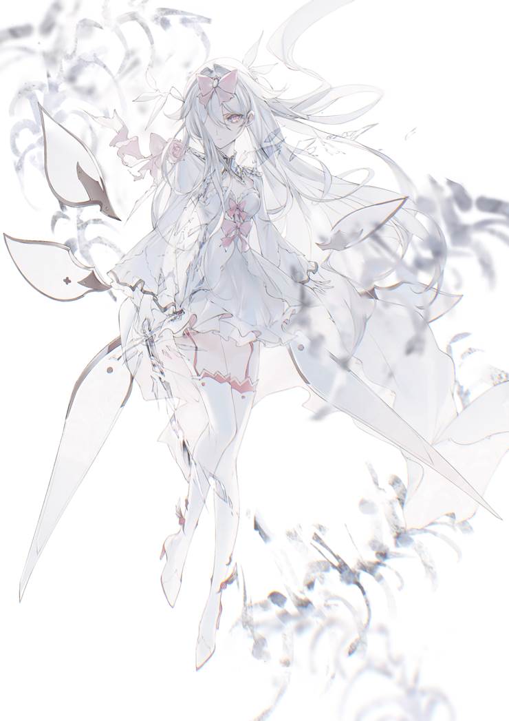 插画, white hair, 白色连衣裙, 女孩子, Arcaea, Hikari (Arcaea)