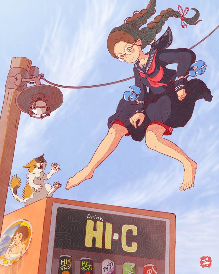 girl, pigtails, Low pigtails, sailor uniform, Showa, glasses, girl with glasses, young girl