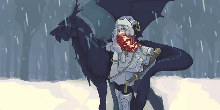 original, girl, creation, impasto, coat, dragon, chinese dragon, snow, winter