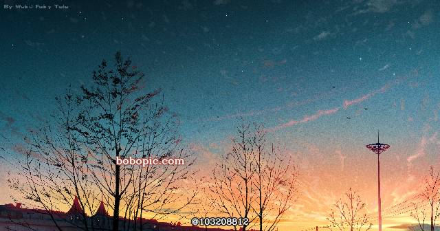 场景,夕阳,星空,景色,黄昏图片