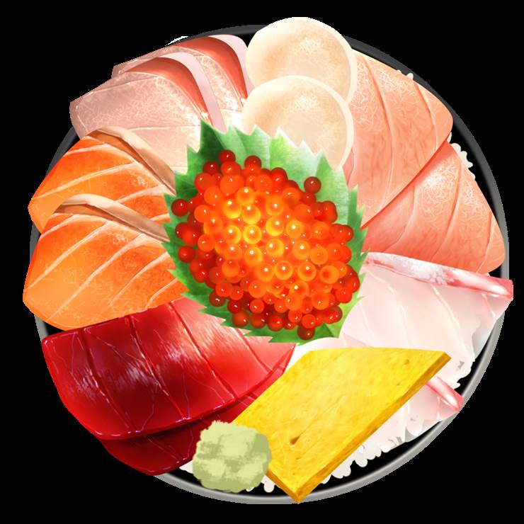 海鲜丼|插画师月夜（つきよ）的吃饭插画图片