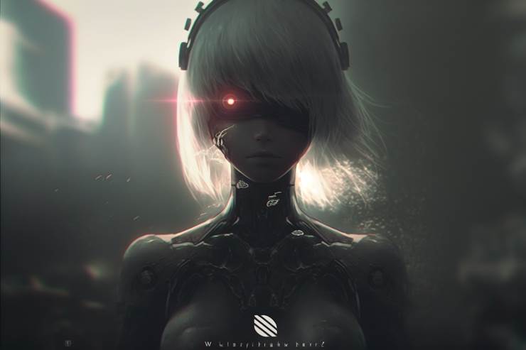 ai绘图, 赛博朋克, young girl, 人造人