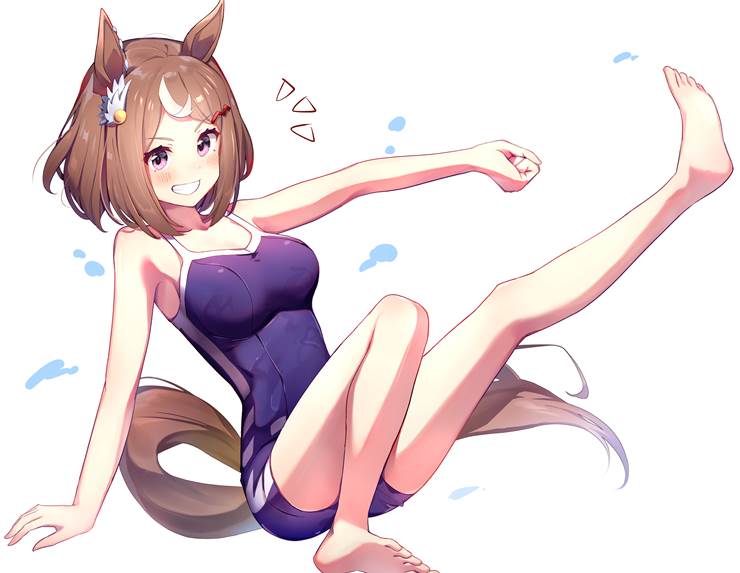 horse girl, Uma Musume Pretty Derby, Uma Musume Pretty Derby 1000+ Bookmarks, sukumizu, school swimsuit, bare soles
