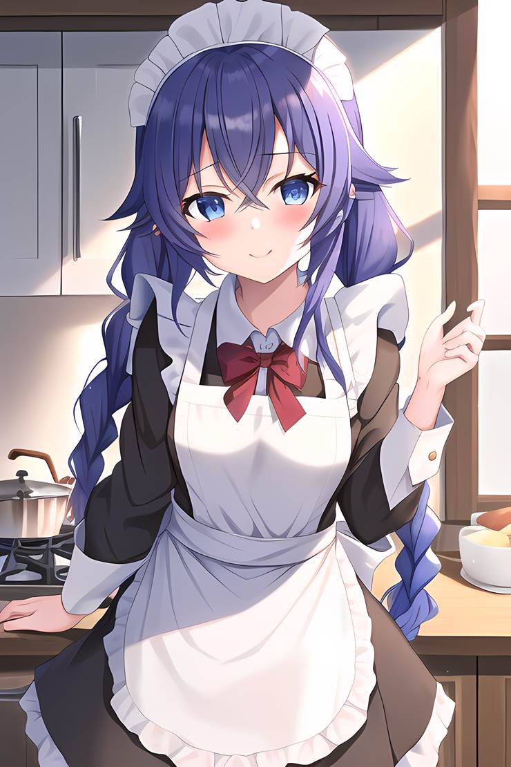 Roxy Migurdia, Mushoku Tensei, young girl, girl, incredibly cute, maid, Keqing, AI Illustration