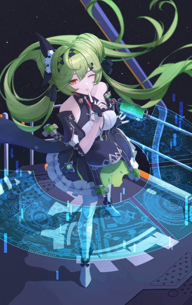 崩坏3rd, Honkai Impact 3, 爱酱, green hair, AI-chan(Honkai Impact 3), 崩坏学园1000收藏