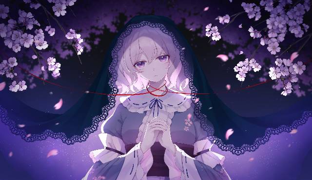 一张西行寺幽幽子,东方花绘卷,东方Project,小樱,樱花绘画图片