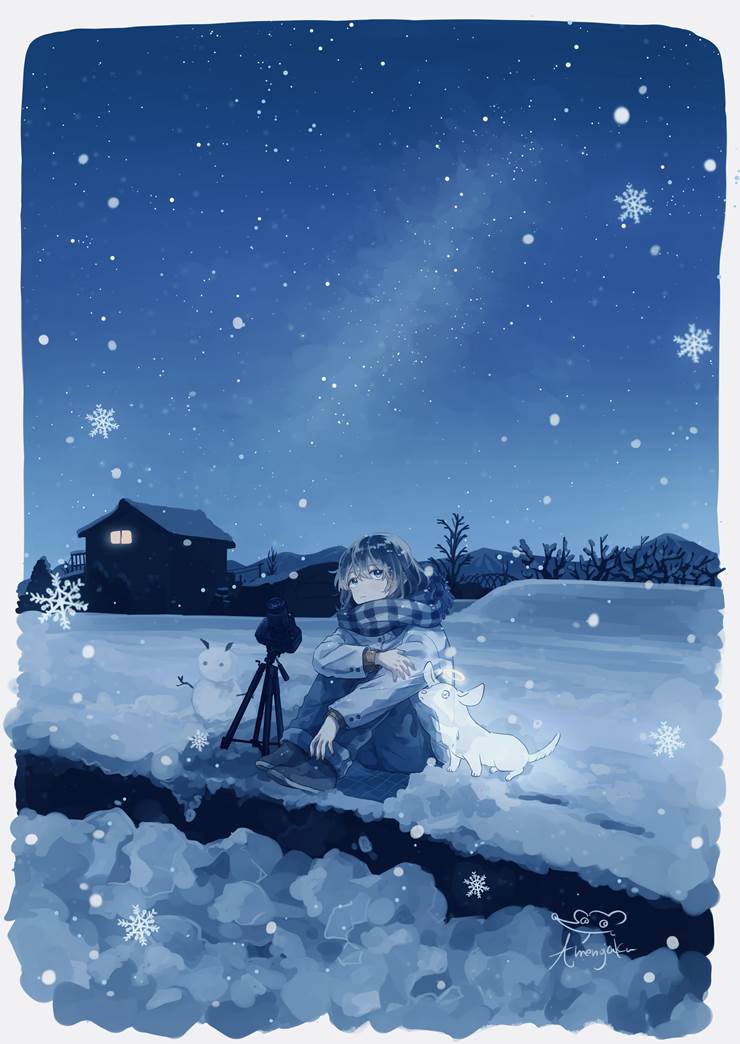 雪の星|あおた的风景插画图片