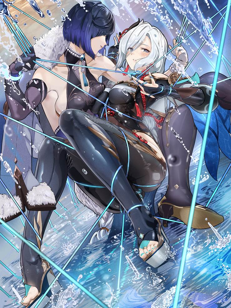 Genshin Impact, Shenhe, yuri, Yelan, 束缚, 调教, 原神10000收藏