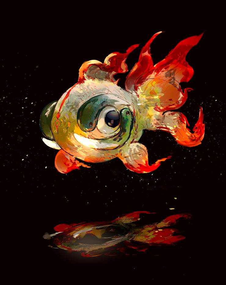 伊尤|插画师SukeP（すけぴー）的古玉鱼插画图片