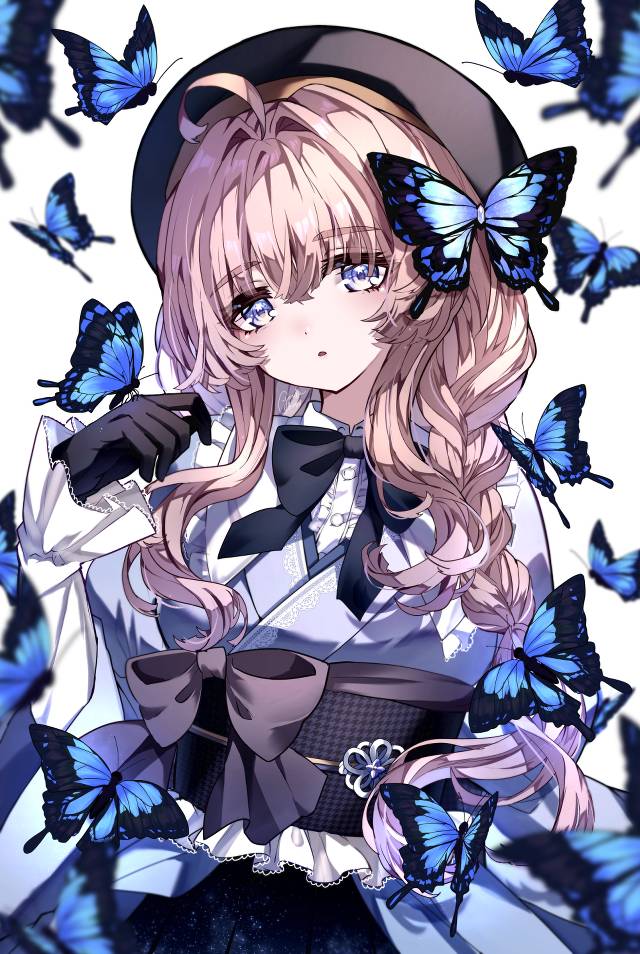 ,女孩,蝴蝶,少女,蓝图片