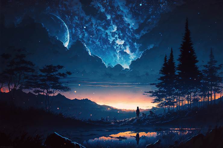 风景, background, starry sky, universe, sky, night, 奇幻