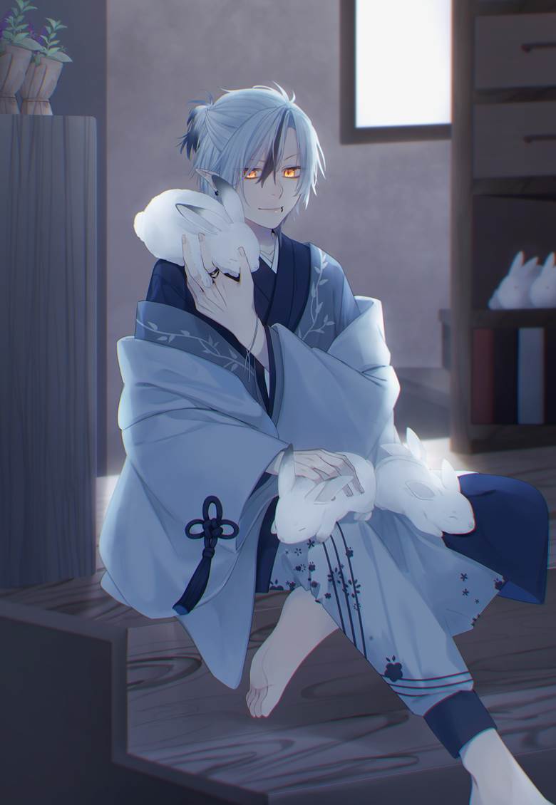 原创, 原创, 男孩子, 和风, 插画, 兔子