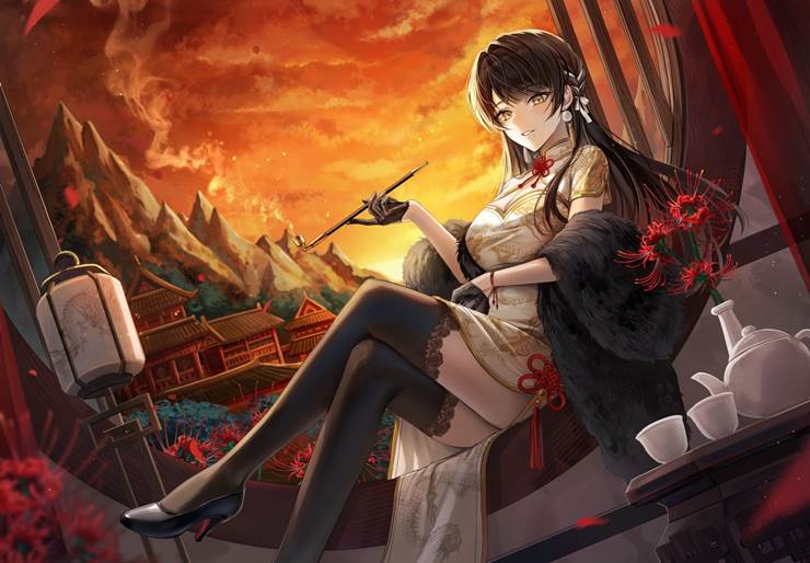 原创, 原创, 女孩子, 旗袍, lycoris radiata, 高跟鞋, 原创1000users加入书籤, cheongsam, 过膝袜