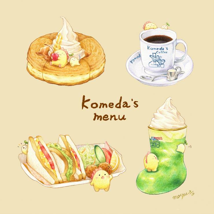 Komeda咖啡店的菜单|插画师めゆきち的咖啡店插画图片