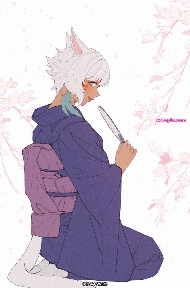 一张小女孩,猫魅族,雅修特拉,FFXIV绘画图片