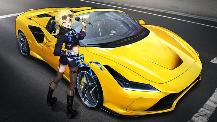 跑车与美少女在一起真好看，Pixiv人气插画师伊吹rev-ID:9193185