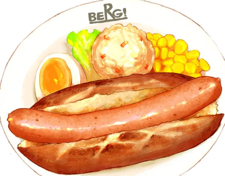新宿berg的热狗早午餐|插画师oikawa的热狗插画图片