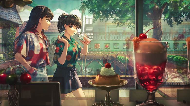 一张小女孩,甜的,甜点绘画图片