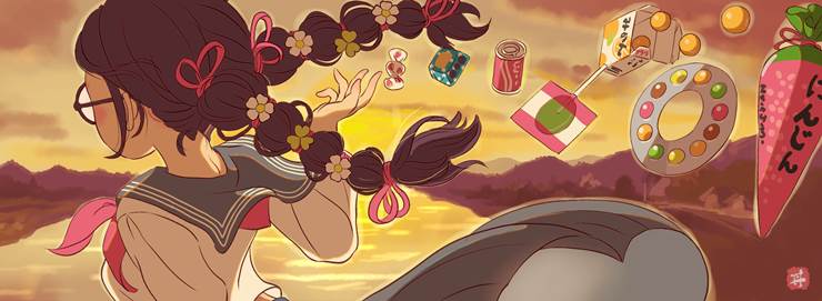 女孩子, 昭和复古风, nostalgia, 辫子, 眼镜, 眼镜娘, 水手服, uniform, 后颈